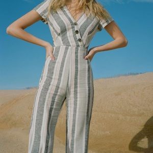 Urban Outfitters Karen Surplice Button-Down Jumpsuit